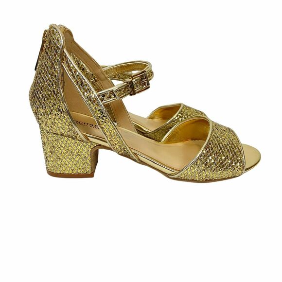 Michael Kors Sandals Metallic Gold Sparkle Women's Gemini Jones Ankle Strap sz 4 - Picture 2 of 16